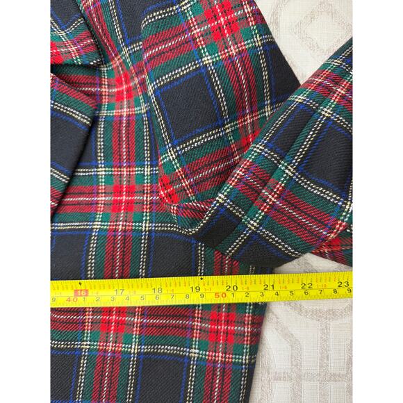 Pendleton Women's Holiday Blazer Sz 12 | 100% Virgin Wool Red Green Plaid VTG - Picture 5 of 8